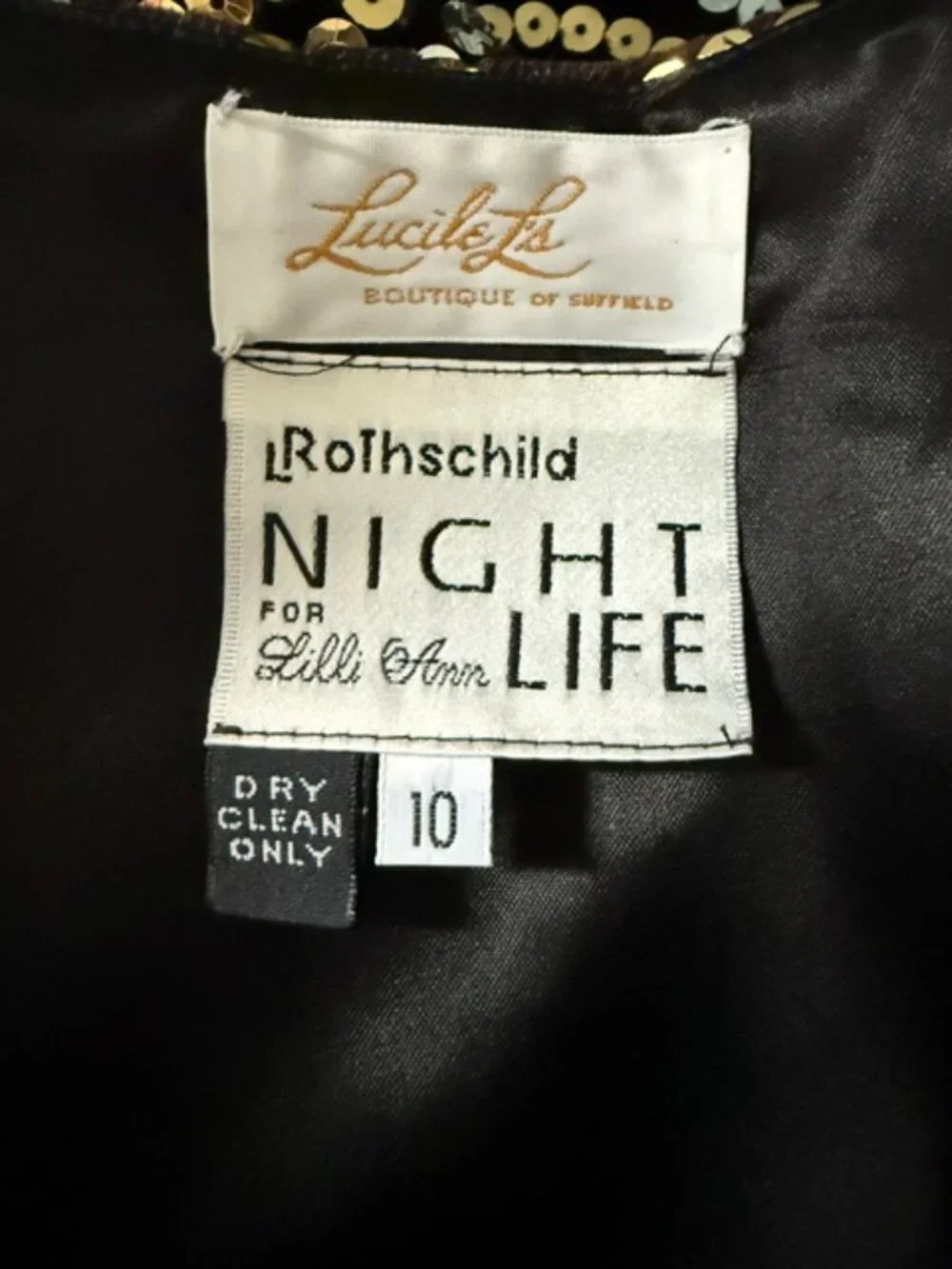 Rothschild For Lilli Ann Night Life Silver Gold Sequin Black Velvet Jacket SZ 10 - Picture 13 of 13